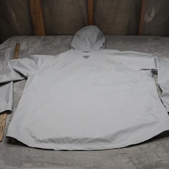 Columbia PFG Jacket Mens XL White Tamiami Hurricane Rain Full Zip Light Outdoor - Picture 11 of 16
